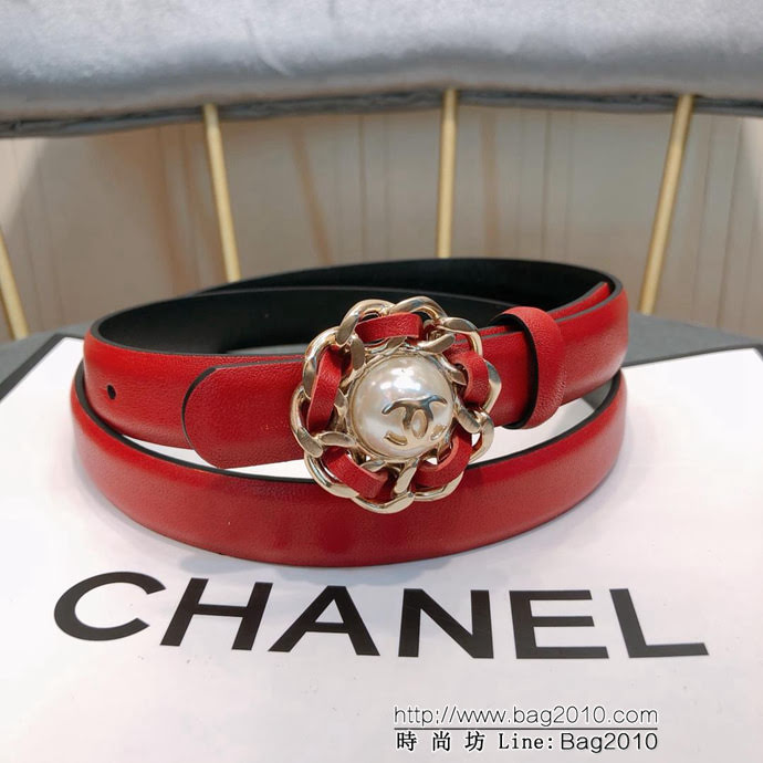 CHANEL香奈兒 18新款 20MM精品 進口光滑優雅小腰帶 CC穿皮鏈條經典銅扣 一帶兩用式腰帶  xfp1048